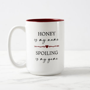 Caneca De Café Em Dois Tons O mel é o meu nome Spoiling é o meu presente fotog