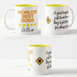 Caneca De Café Em Dois Tons O melhor chefe do mundo | Cotação Inicial de Nome 