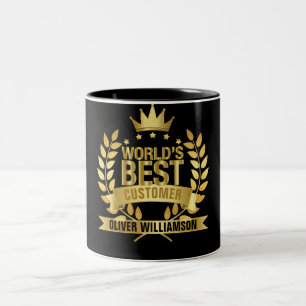 Caneca De Café Em Dois Tons O melhor cliente do mundo, preto e Dourado, com 5