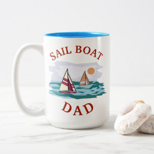 Caneca De Café Em Dois Tons O melhor de "PAI do BARCO VELA" nunca!  Dia dos