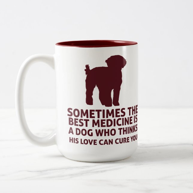 Caneca De Café Em Dois Tons O melhor doodle Service Dog 15oz Mug (Esquerda)