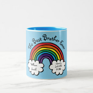 Caneca De Café Em Dois Tons O Melhor Irmão do Mundo Azul Arco-íris