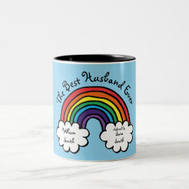 Caneca De Café Em Dois Tons O Melhor Marido de Todos os Tempos Arco-íris Azul