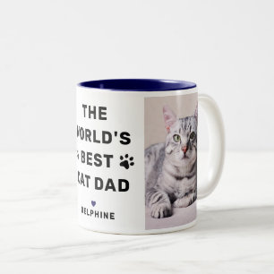 Caneca De Café Em Dois Tons O melhor Marinho de Pai para gatos do mundo dois p