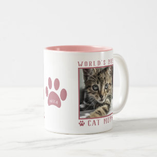 Caneca De Café Em Dois Tons O melhor nome de foto da mãe do mundo, Paw, é rosa