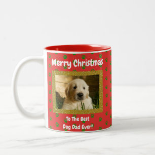 Caneca De Café Em Dois Tons O melhor Pai de cachorro de Natal já fez uma foto