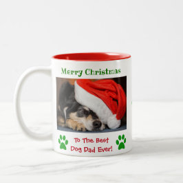 Caneca De Café Em Dois Tons O melhor Pai de cachorro de Natal já fotografou Pe