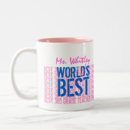 Caneca De Café Em Dois Tons O melhor professor de 3º grau cor-de-rosa azul