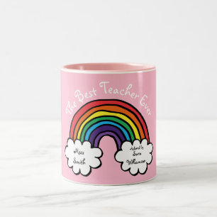 Caneca De Café Em Dois Tons O Melhor Professor De Pink Arco-Íris
