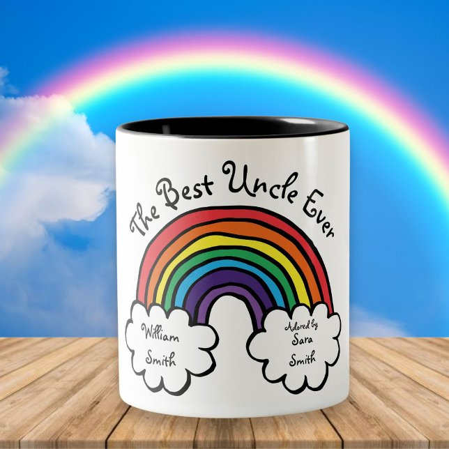 Caneca De Café Em Dois Tons O Melhor Tio Ever Rainbow (The Best Uncle Ever Rainbow Two-Tone Coffee Mug)