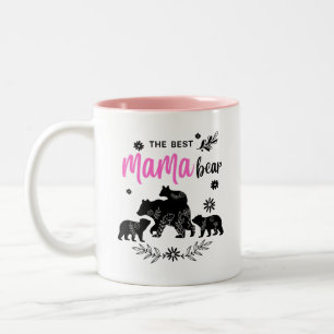 Caneca De Café Em Dois Tons O melhor urso de mamãe com três filhotes de ursos