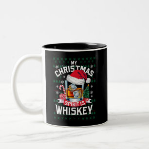 Caneca De Café Em Dois Tons O Meu Espírito De Natal É O Suéter Assustador Ufly