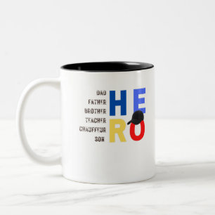 Caneca De Café Em Dois Tons O meu Pai, o filho do professor-herói, o pai do mo