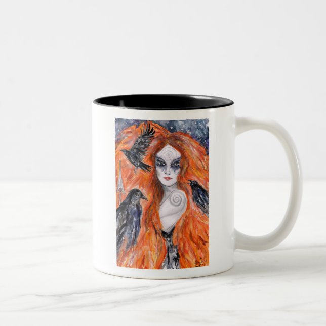 Caneca De Café Em Dois Tons O Morrigan - rainha do guerreiro (Direita)