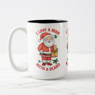 Caneca De Café Em Dois Tons O Natal Pensava Mug: "Amo um homem com uma barba"