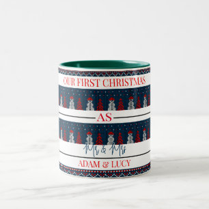 Caneca De Café Em Dois Tons O nosso primeiro Natal, Sr. e Sra.   recém-casados