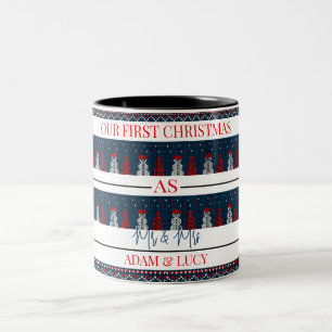 Caneca De Café Em Dois Tons O nosso primeiro Natal, Sr. e Sra.   recém-casados