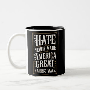 Caneca De Café Em Dois Tons O Ódio Nunca Tornou a América Grande Kamala Harris