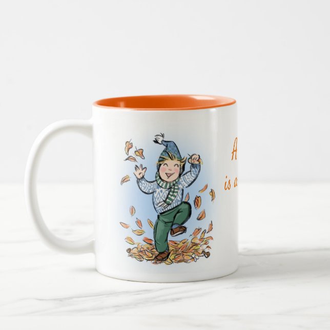 Caneca De Café Em Dois Tons O outono é incrível! Kids Mug (Esquerda)