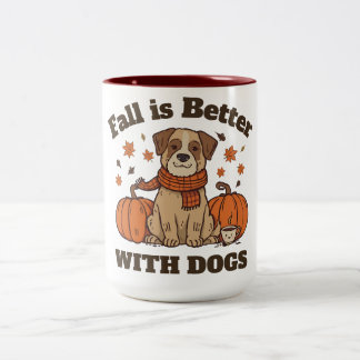 Caneca De Café Em Dois Tons O Outono é Melhor Com Cães – Amante de Cachorros n