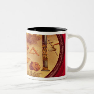 Caneca De Café Em Dois Tons O Oval pintou a caixa, com símbolos da maçonaria