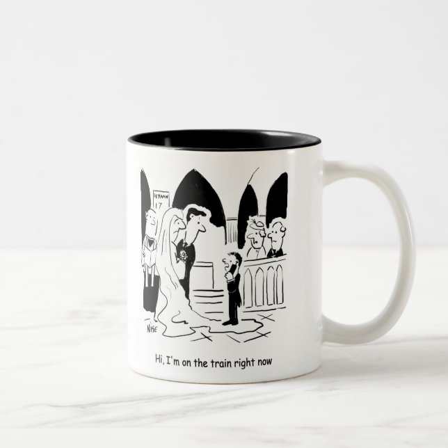 Caneca De Café Em Dois Tons O Pageboy de Casamento é "No Comboio" (Direita)