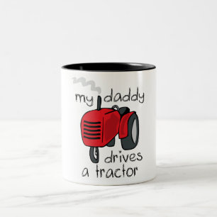 Caneca De Café Em Dois Tons O pai conduz um trator