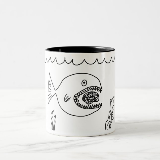 Caneca De Café Em Dois Tons O peixe come o cérebro (Centro)