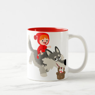 Caneca De Café Em Dois Tons O Pequeno Chapéu Vermelho e o Lobo