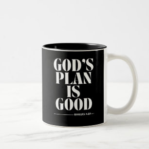 Caneca De Café Em Dois Tons O Plano de Deus é bom - Romanos 8:28