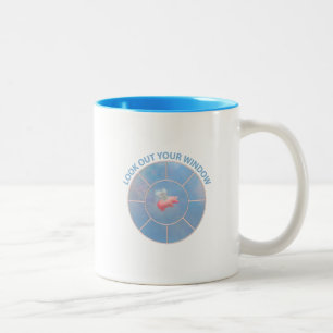 Caneca De Café Em Dois Tons O Porco Voador Olhe Para A Sua Janela