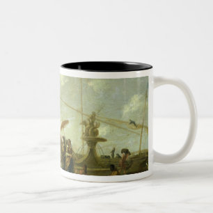Caneca De Café Em Dois Tons O porto velho de Genoa