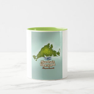 Caneca De Café Em Dois Tons O poster de viagens de Massachusetts da Martha