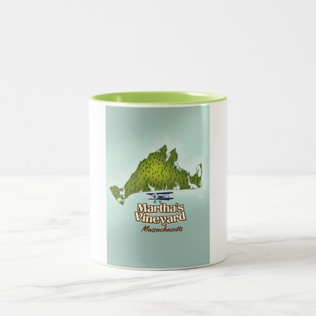 Caneca De Café Em Dois Tons O poster de viagens de Massachusetts da Martha (Centro)