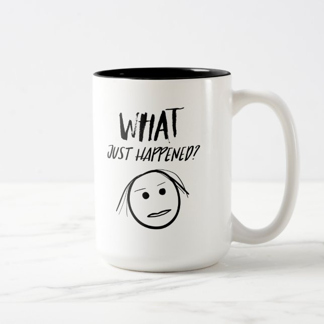 Caneca De Café Em Dois Tons O Que Acabou De Acontecer. (Direita)