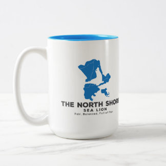 Caneca De Café Em Dois Tons O recipiente de bebida norte do leão de mar da