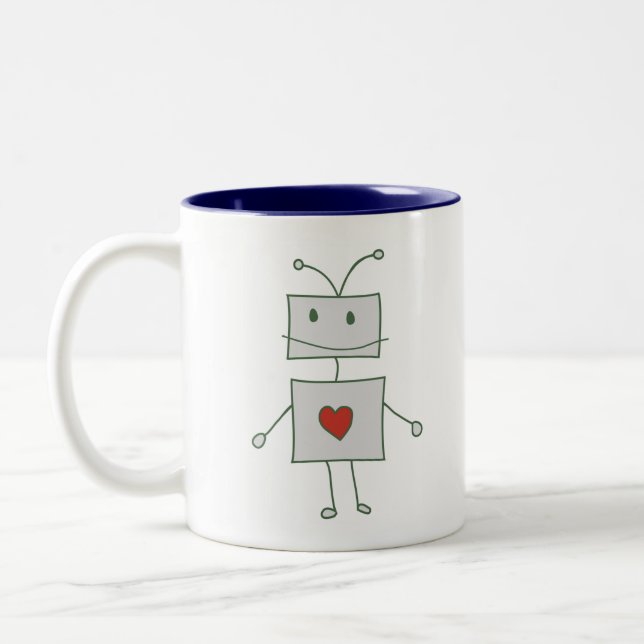Caneca De Café Em Dois Tons O robô ama o chá (Esquerda)