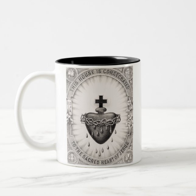 Caneca De Café Em Dois Tons O Sagrado Coração de Jesus Símbolo Divino (Esquerda)