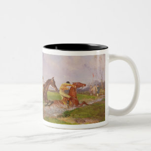 Caneca De Café Em Dois Tons O salto de água: a corrida de obstáculos do outo