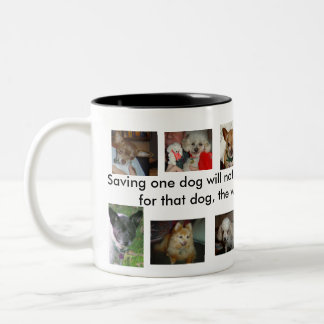 Caneca De Café Em Dois Tons O salvamento muda o mundo de um cão