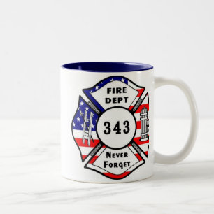 Caneca De Café Em Dois Tons O sapador-bombeiro 9/11 nunca esquece 343