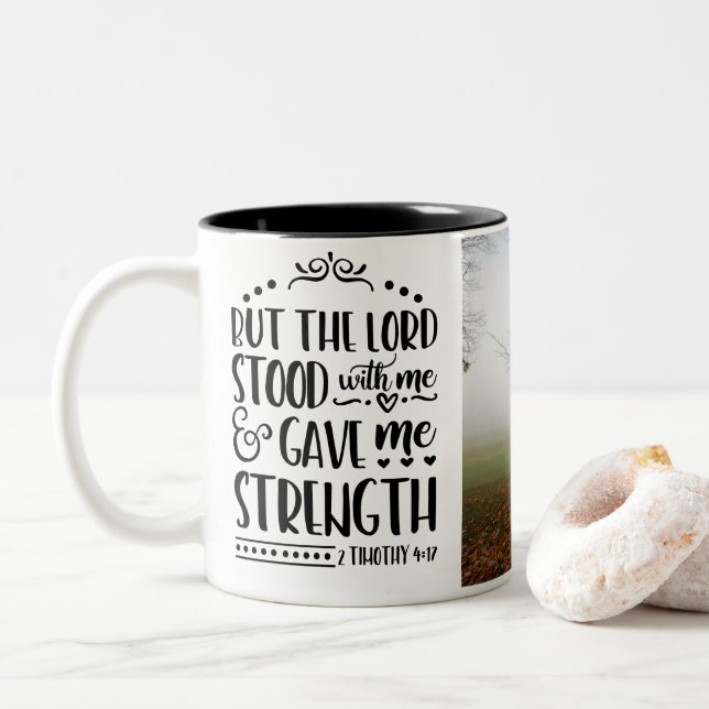 Caneca De Café Em Dois Tons O Senhor ficou comigo. (Com Donut)