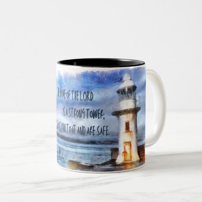 Caneca De Café Em Dois Tons O Senhor Nossa Torre Forte (Frente Esquerda)