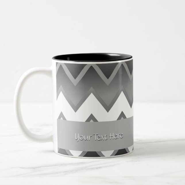 Caneca De Café Em Dois Tons O simples ZigZag - Monocromo (Esquerda)