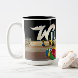 Caneca De Café Em Dois Tons O sinal de Wildwood no passeio à beira mar em