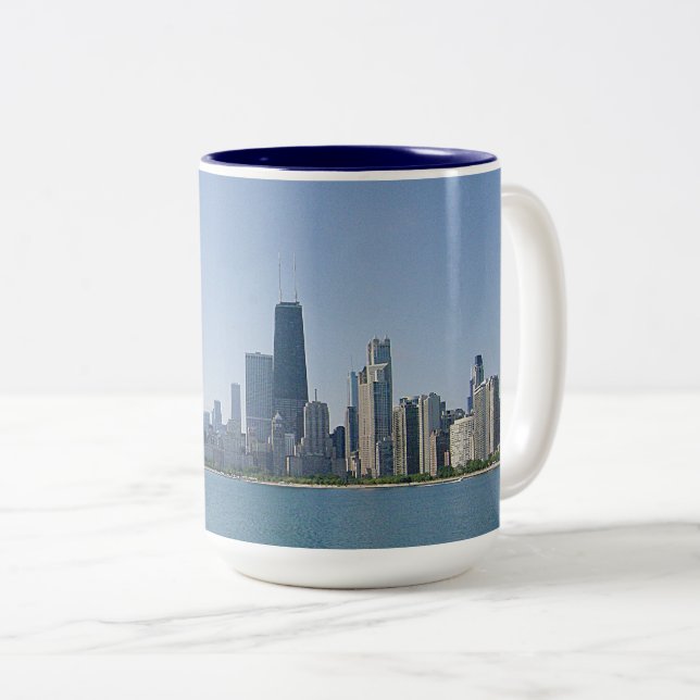 Caneca De Café Em Dois Tons O Skyline de Chicago (Frente Esquerda)