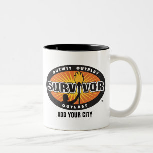 Caneca De Café Em Dois Tons O sobrevivente/adiciona sua cidade