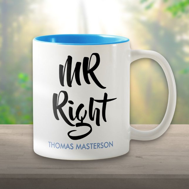 Caneca De Café Em Dois Tons O Sr. Certo Seu Nome Diversão (Criador carregado)