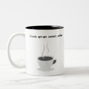 Caneca De Café Em Dois Tons o sudo apt-obtem instala o café comando engraçado