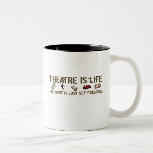 Caneca De Café Em Dois Tons O teatro é vida (Direita)